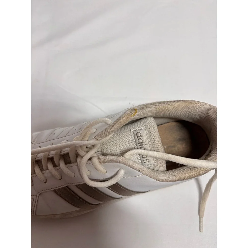 Adidas Grand Court White Metallic Rose Gold Stripes Sneakers EE7874 Womens 8